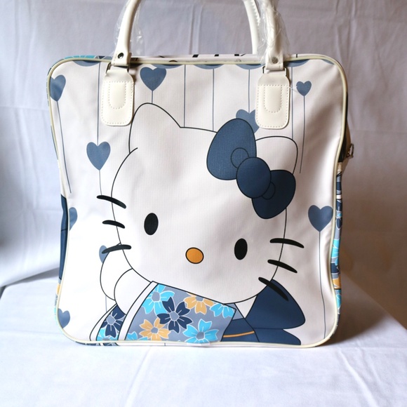 Hello Kitty Large Travel Tote Bag Beach Pool Summer White Blue - Picture 5 of 5